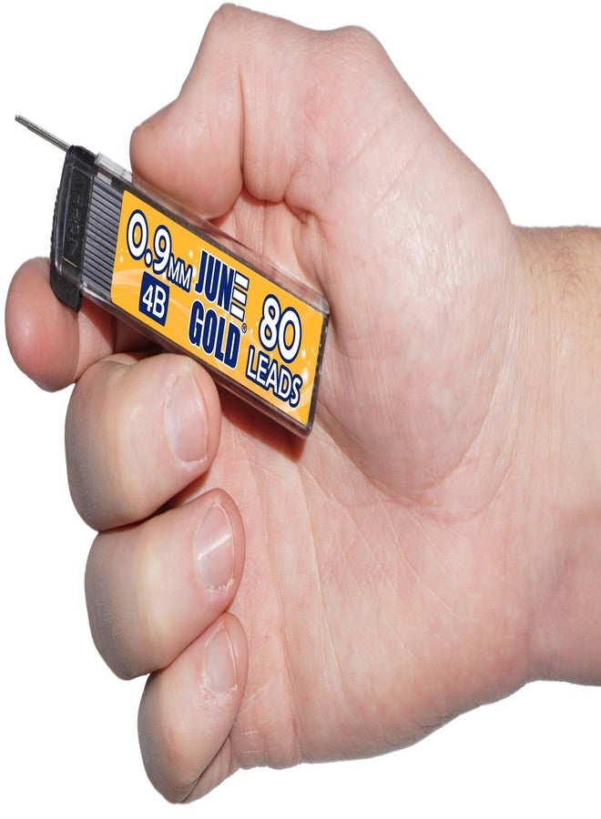 June Gold 320 Pieces, 0.9 mm 4B Lead Refills, 80 Pieces Per Dispenser, Bold Thickness, Break Resistant Lead/Graphite, 1.0 mm Compatible (Pack of 4 Dispensers) - Image 2